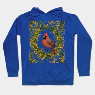 Kentucky Cardinal Bird With Yellow Flower Wreath Hoodie